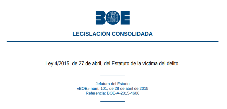Test de la Ley 4/2015, de 27 de abril, del Estatuto de la víctima del delito